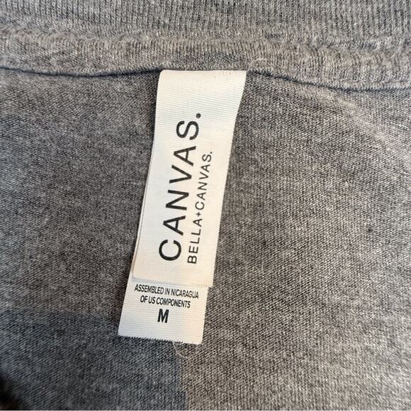 Unisex Canvas Gray T shirt with Ant on a Bicycle Graphic Short Sleeve V Neck - Picture 10 of 16